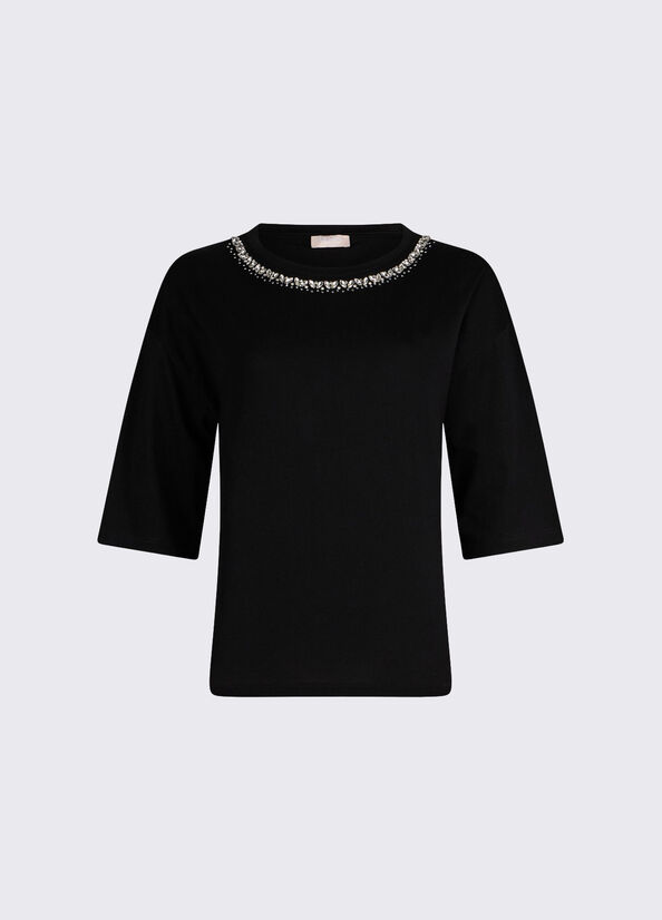 t-shirt con applicazioni WA6128JS904 P9320 LIU JO WHITE 