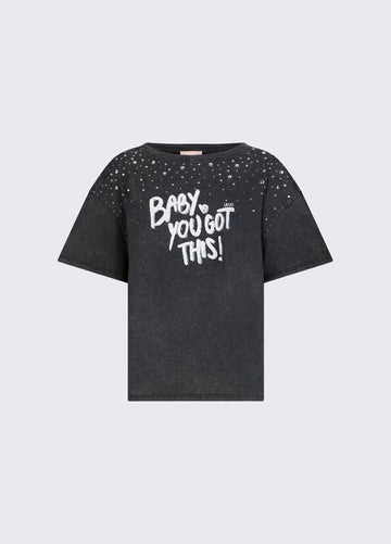 t-shirt con stampa in contrasto WA6131J3868 P9262 LIU JO WHITE 