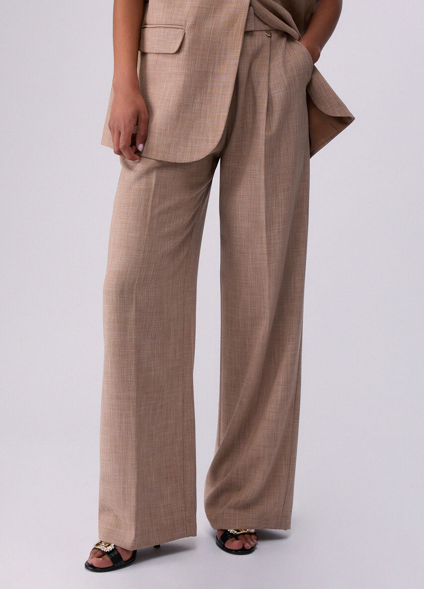 Pantaloni palazzo in tessuto melange WA6167T332A 02153 LIU JO WHITE 