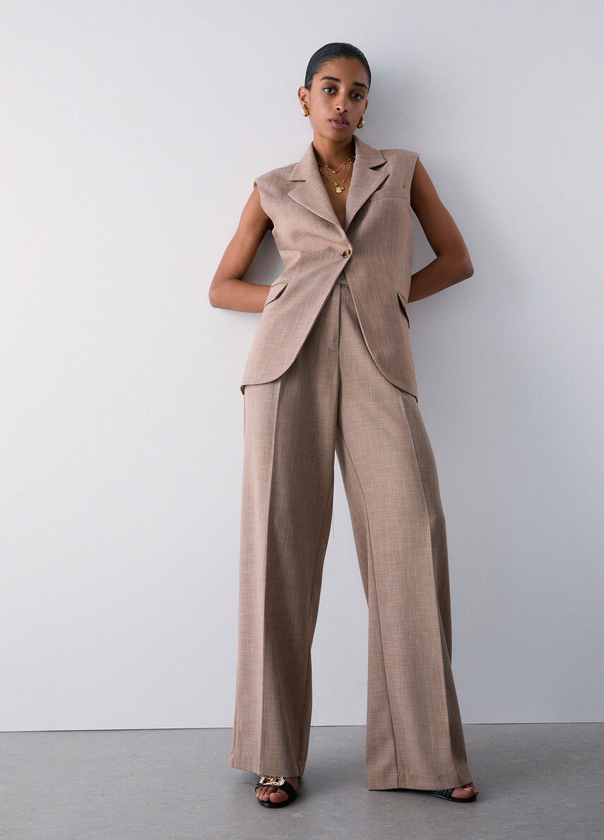 Pantaloni palazzo in tessuto melange WA6167T332A 02153 LIU JO WHITE 