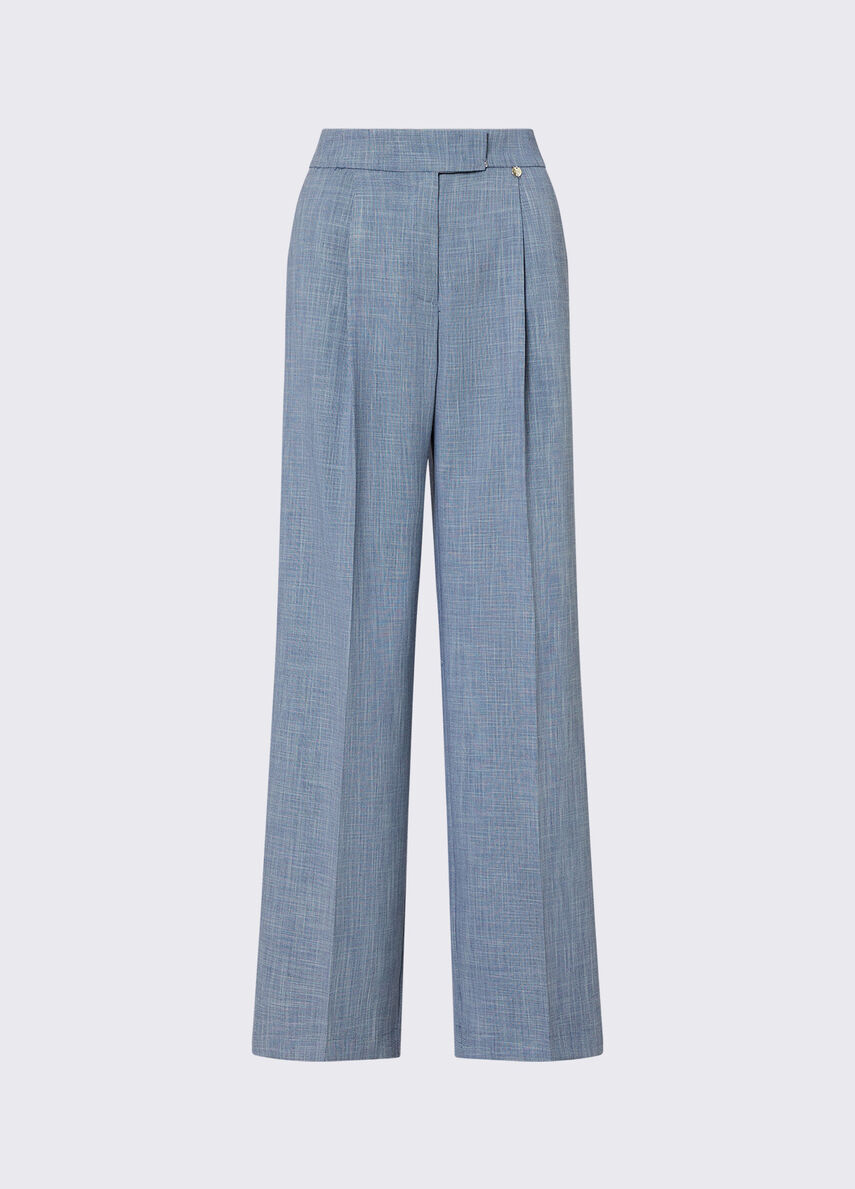 Pantaloni palazzo in tessuto melange WA6167T332A X0761 LIU JO WHITE 