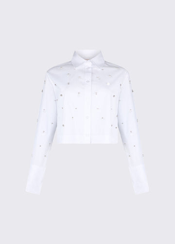 camicia con ricamo gioiello WA6173T039A 11111 LIU JO WHITE 