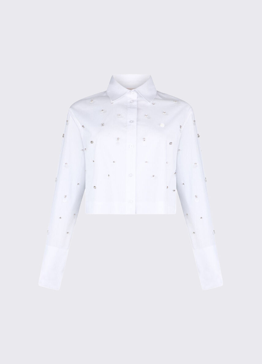 camicia con ricamo gioiello WA6173T039A 11111 LIU JO WHITE 