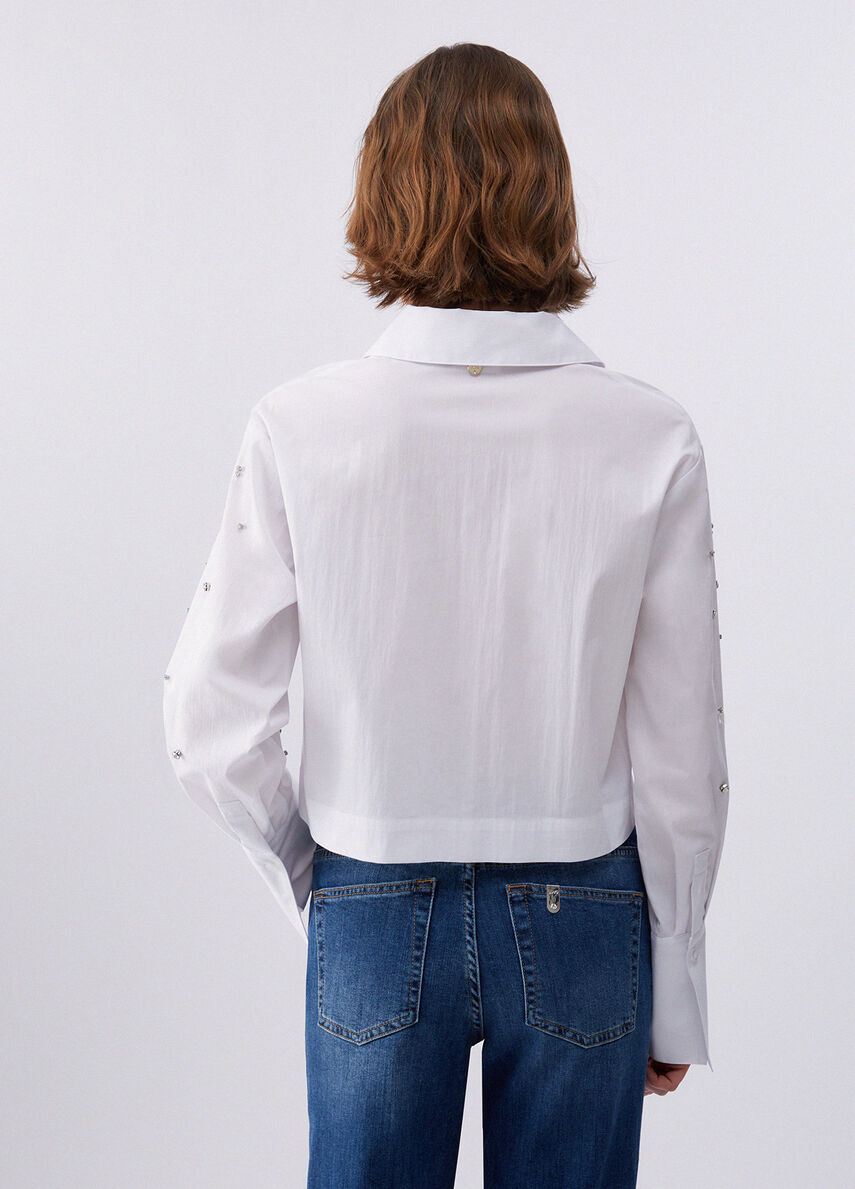 camicia con ricamo gioiello WA6173T039A 11111 LIU JO WHITE 