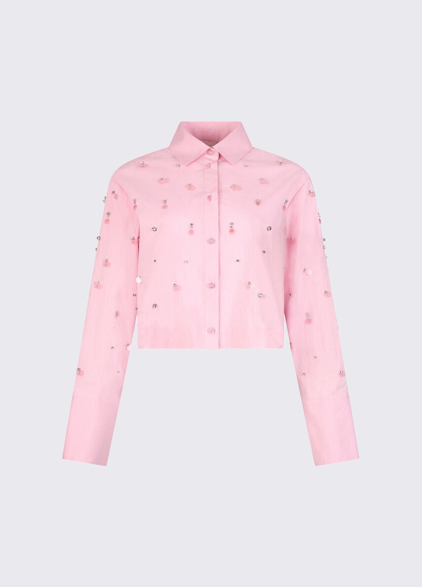 camicia con ricamo gioiello WA6173T039A 32802 LIU JO WHITE 