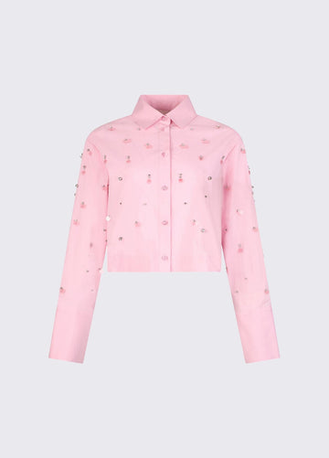 camicia con ricamo gioiello WA6173T039A 32802 LIU JO WHITE 