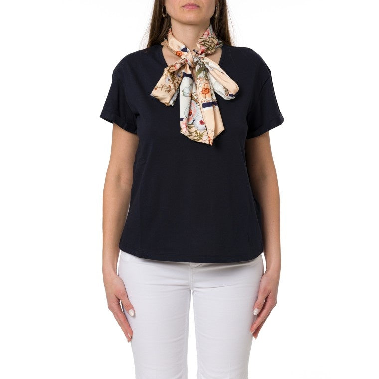 t-shirt con foulard WA6189J6308 P9466 LIU JO WHITE 