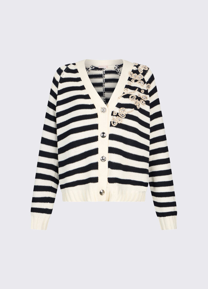 cardigan con ricamo gioiello WA6220MA07Q C3915 LIU JO WHITE 