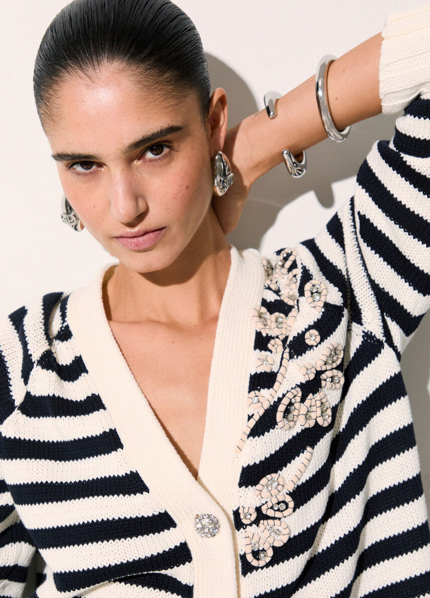 cardigan con ricamo gioiello WA6220MA07Q C3915 LIU JO WHITE 