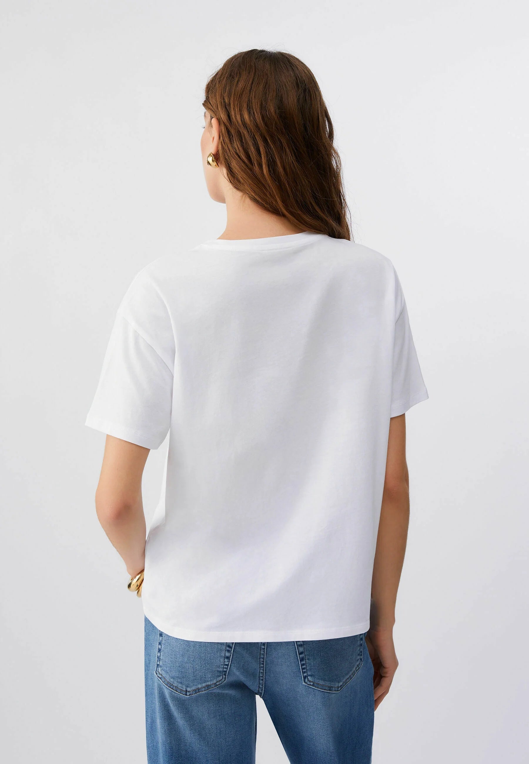 t-shirt con applicazione gioiello WA6238JS923 P9560 LIU JO WHITE 