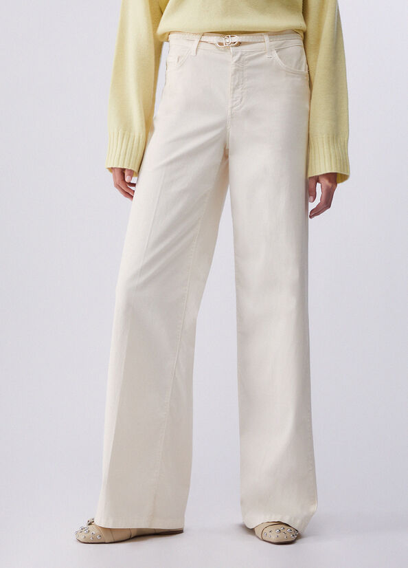 pantalone con cintura WA6274T9257 X0760 LIU JO WHITE 
