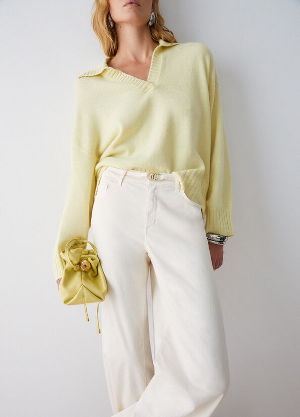 pantalone con cintura WA6274T9257 X0760 LIU JO WHITE 