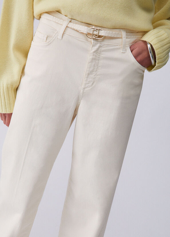 pantalone con cintura WA6274T9257 X0760 LIU JO WHITE 