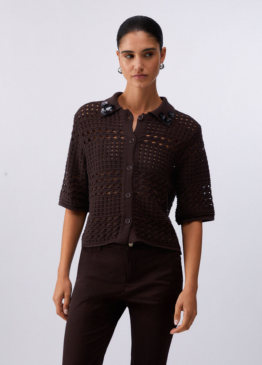 cardigan in crochet WA6325MA79R 91109 LIU JO WHITE 