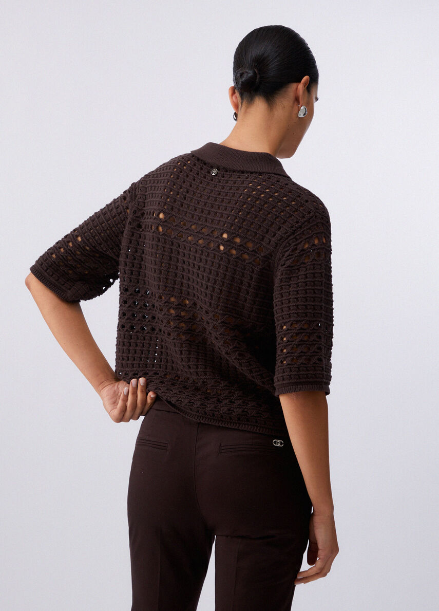 cardigan in crochet WA6325MA79R 91109 LIU JO WHITE 
