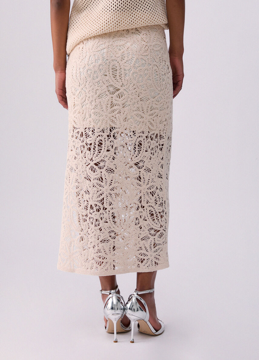 gonna midi in macramè WA6361J7871 W9831 LIU JO WHITE 