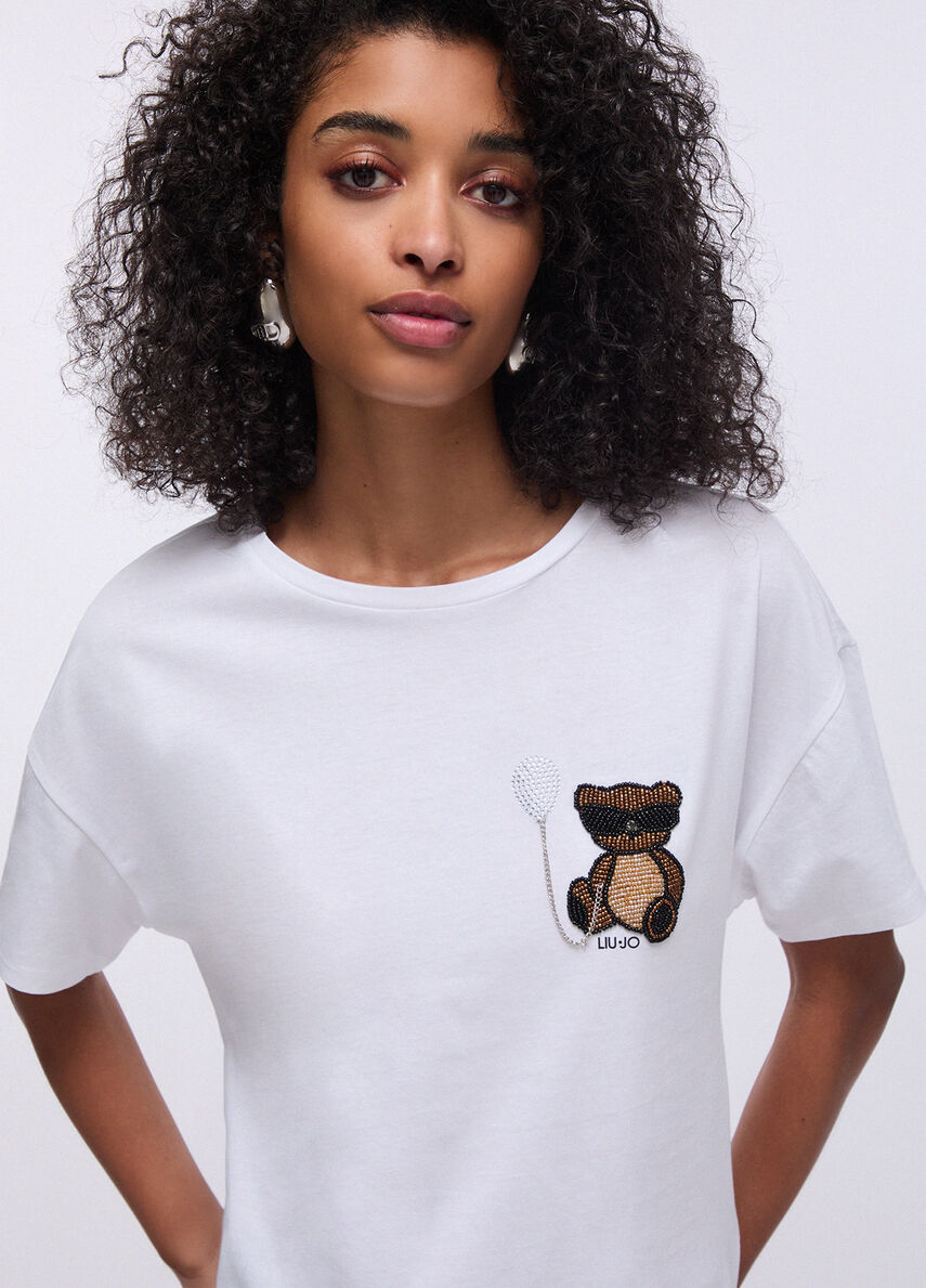 t-shirt con patch WA6414JS923 P9430 LIU JO WHITE 