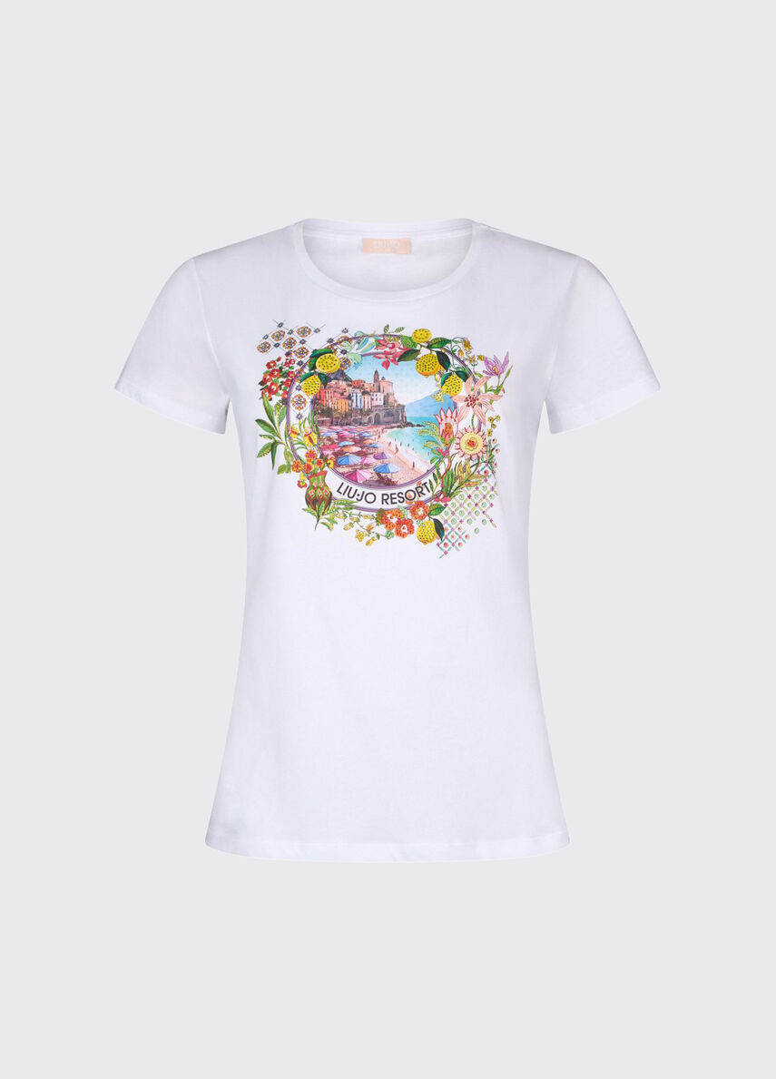 t-shirt con stampa WA6476JS923 P9454 LIU JO WHITE 