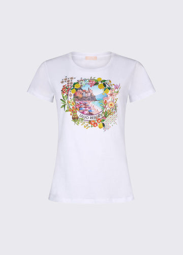 t-shirt con stampa WA6476JS923 P9454 LIU JO WHITE 