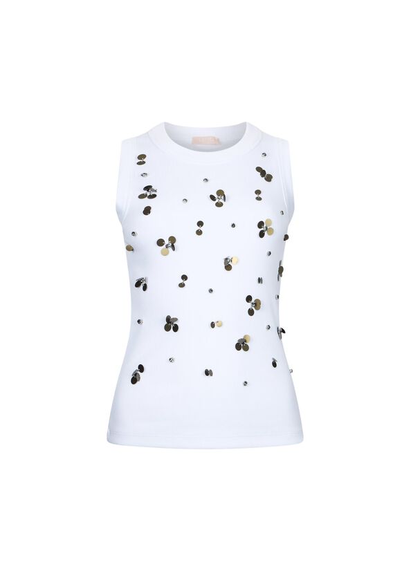 top con applicazioni WA6490J4822 P9369 LIU JO WHITE 