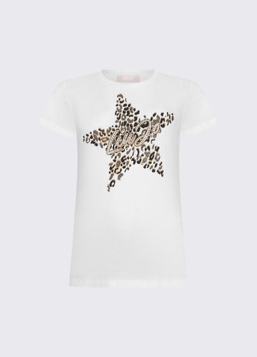 t-shirt con stampa strass WA6493JS923 P9656 LIU JO WHITE 