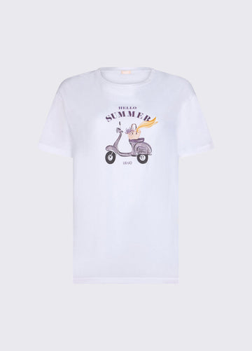 t-shirt con stampa grafica WA6502JS923 P9409 LIU JO WHITE 
