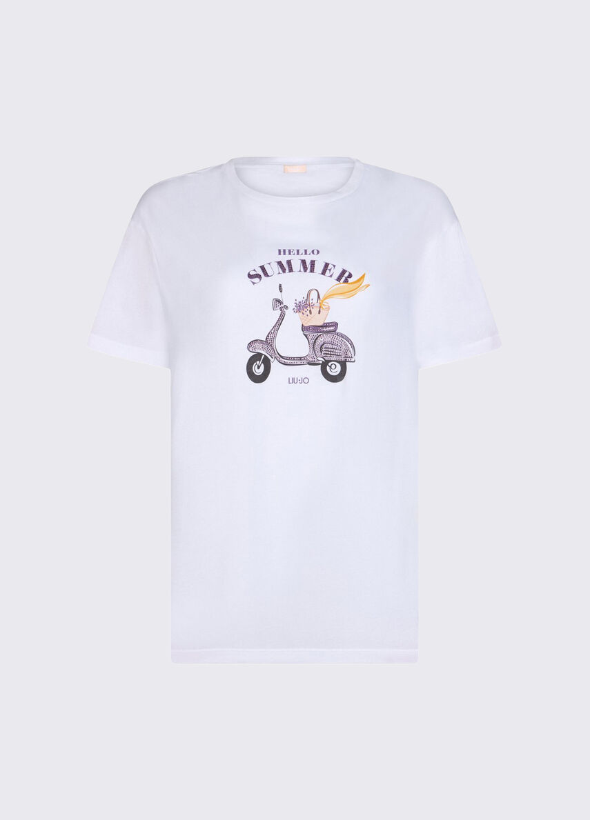 t-shirt con stampa grafica WA6502JS923 P9409 LIU JO WHITE 