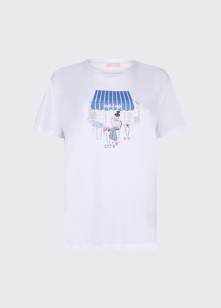 t-shirt con stampa grafica WA6502JS923 P9411 LIU JO WHITE 