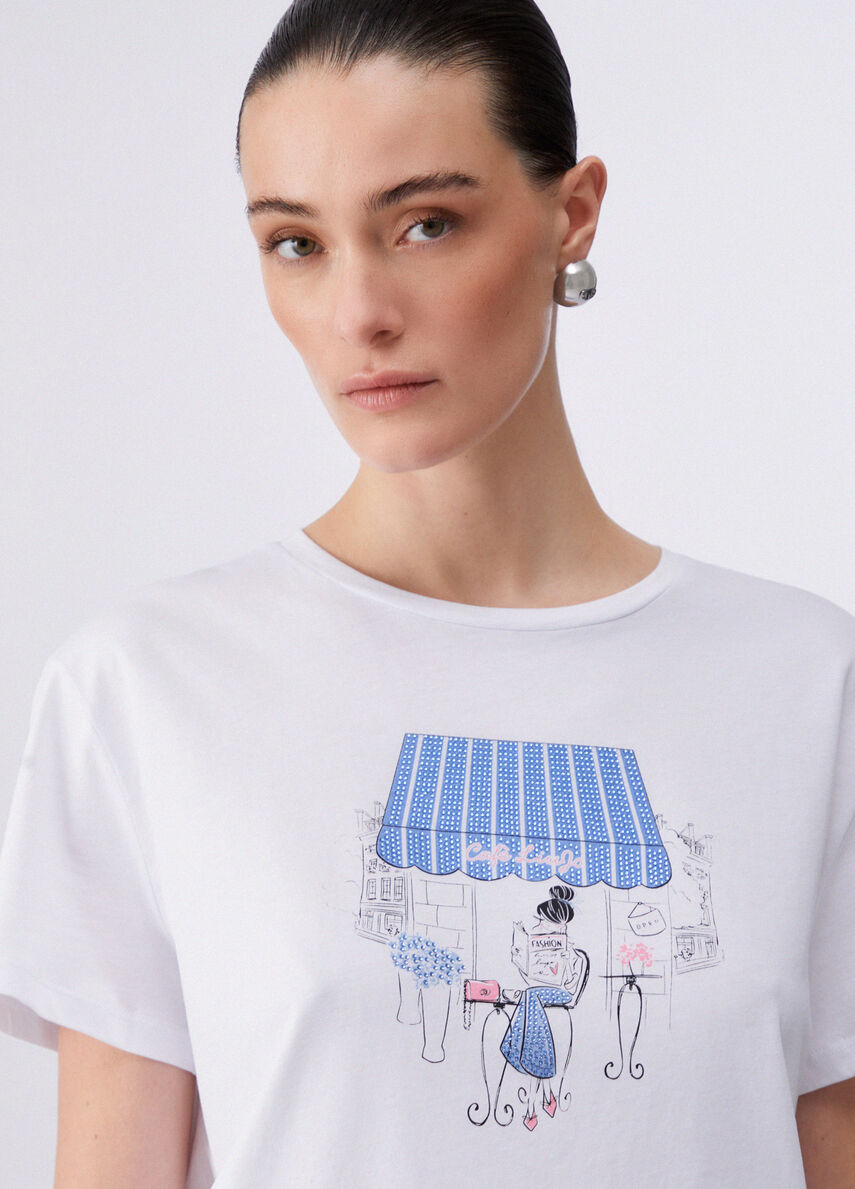 t-shirt con stampa grafica WA6502JS923 P9411 LIU JO WHITE 
