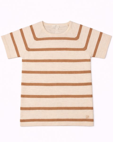 t-shirt a righe bicolor 025538 ECRU BISCOTTO MAGLIFICIO DI VERONA 