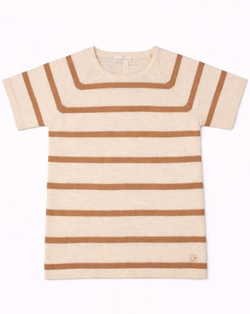 t-shirt a righe bicolor 025538 ECRU BISCOTTO MAGLIFICIO DI VERONA 