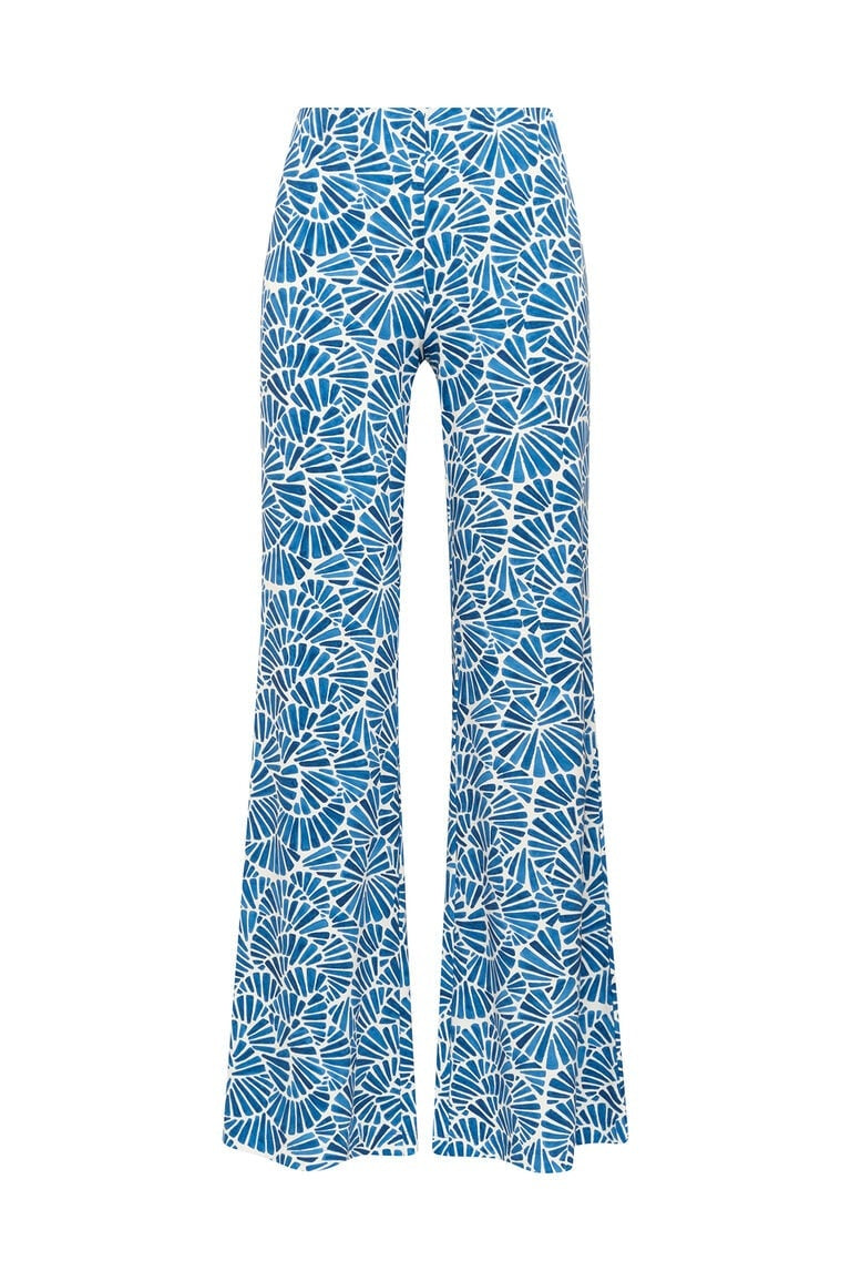 pantalone con gamba a zampa JH7195 70672 D8090 BLU/NATURALE MALI'PARMI 