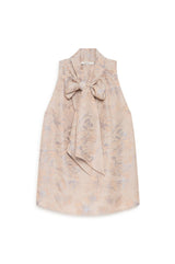 MALI'PARMI top con fiocco e stampa Beige