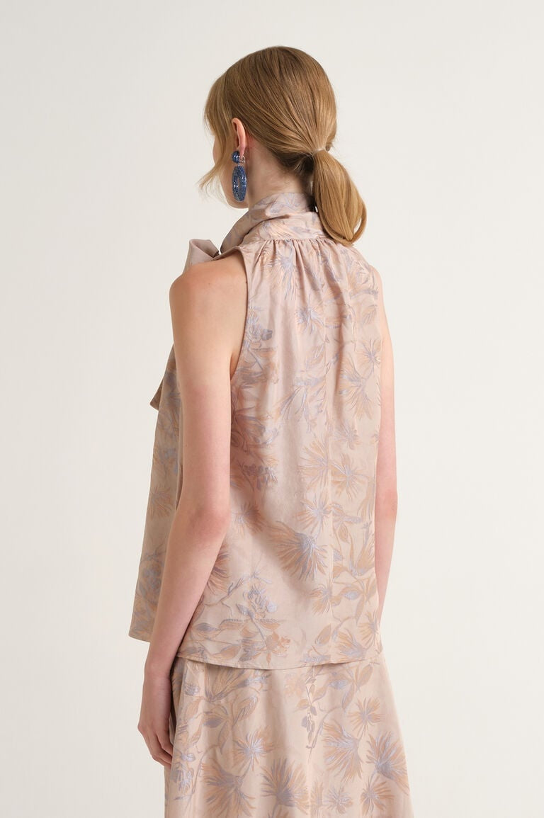 top con fiocco e stampa JP5558 50670 B1296 BEIGE/CELESTE MALI'PARMI 