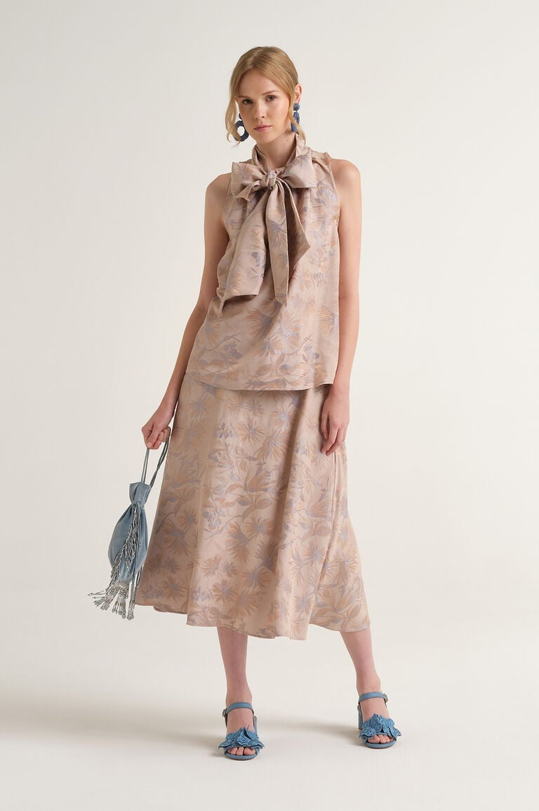 top con fiocco e stampa JP5558 50670 B1296 BEIGE/CELESTE MALI'PARMI 