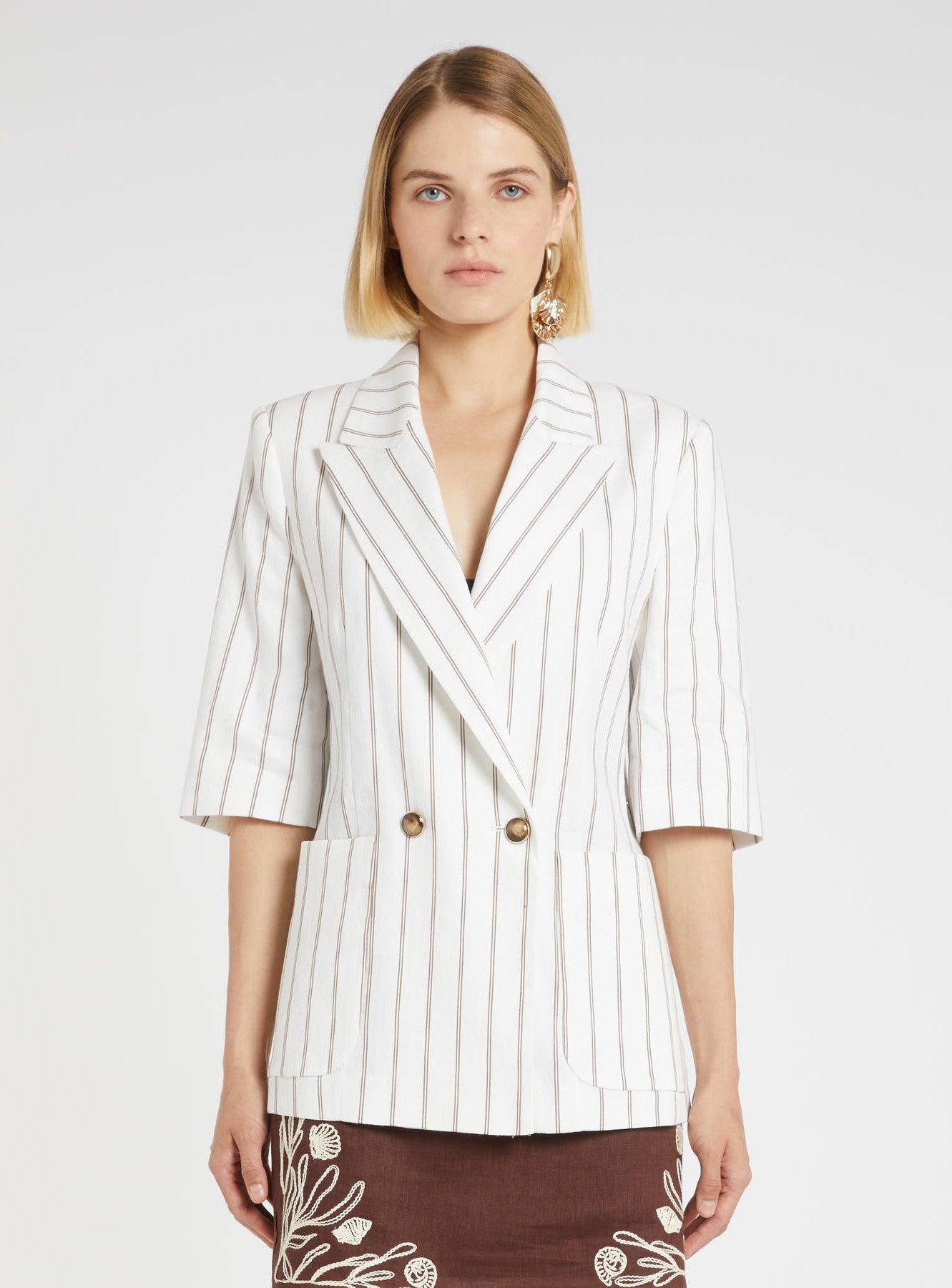 blazer in lino lattè MLLGONDOLA 001 MARella 
