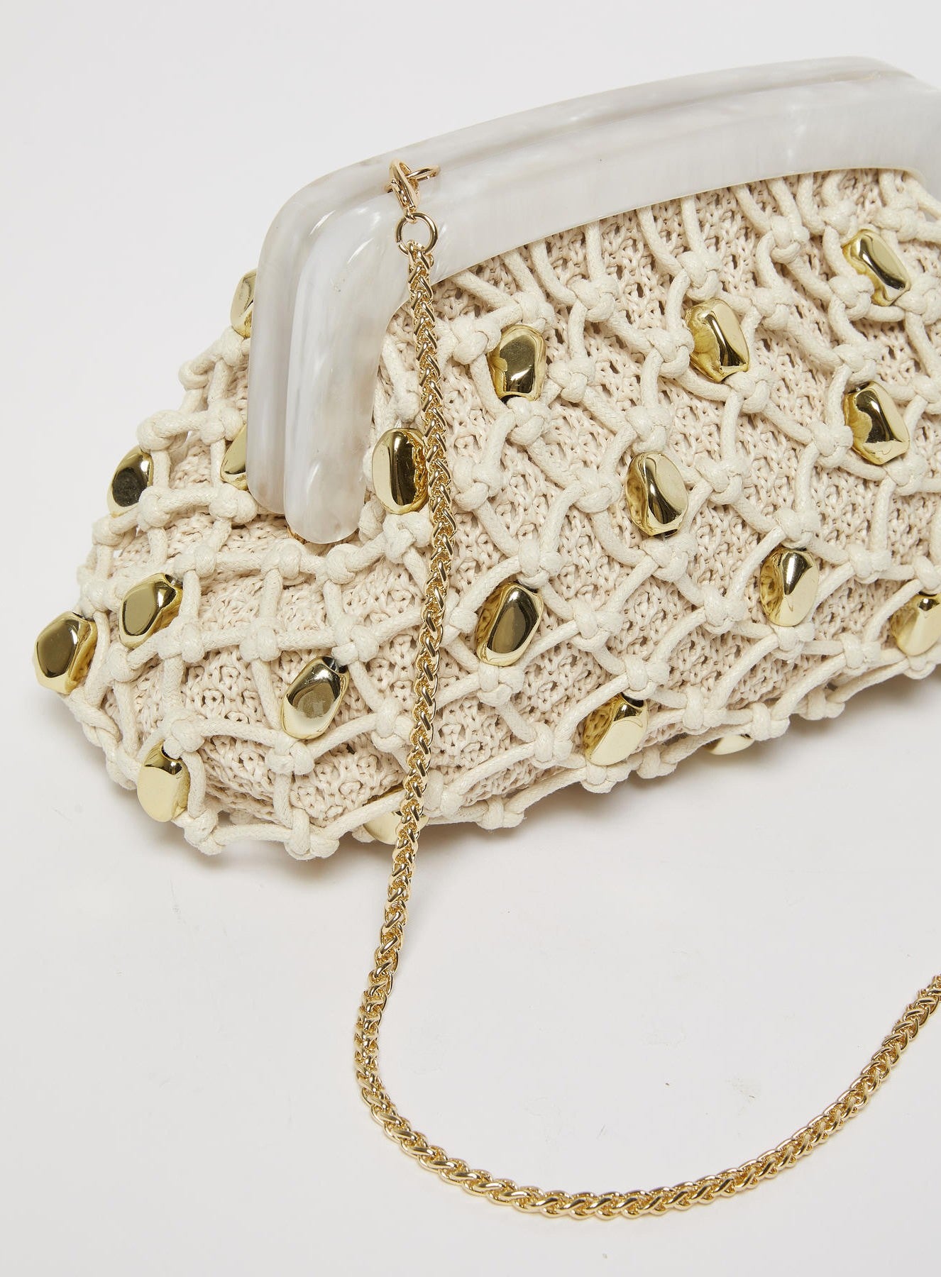 Borsa in rafia con perle MLAFASCIA 003 MARella ACCESSORI 