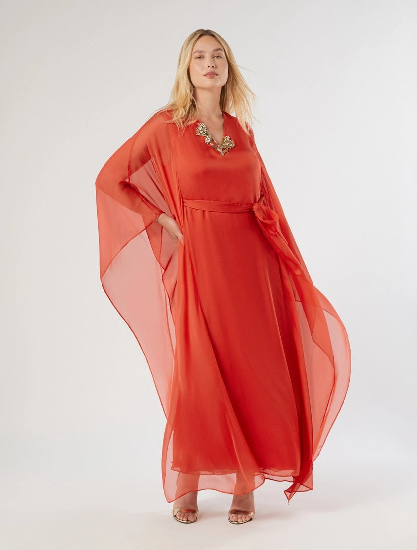 abito caftano in chiffon di seta MREGROLLA 006 MARINA RINALDI 
