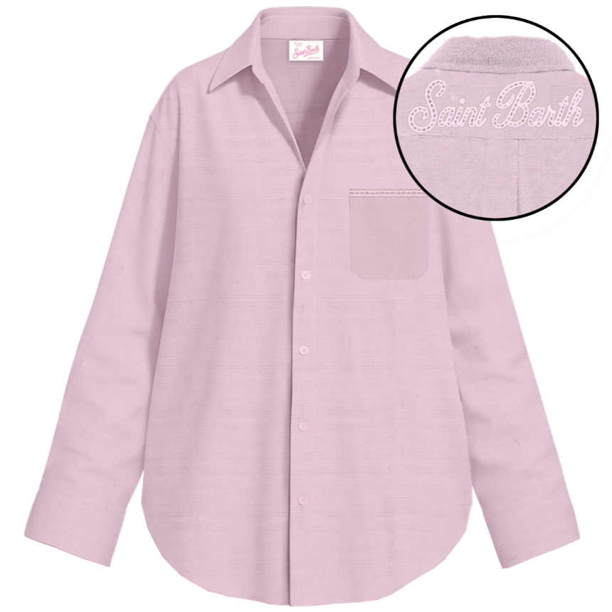 camicia in lino con logo CRISTAL POCKET 08807L MC2 SAINT BARTH 