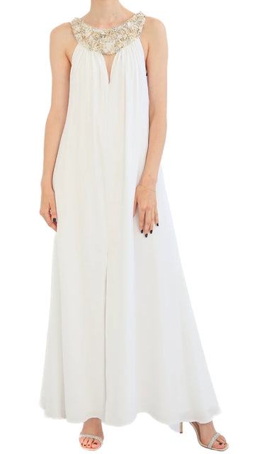 abito lungo con gioielli MS2628 WHITE MIRIAM STELLA 