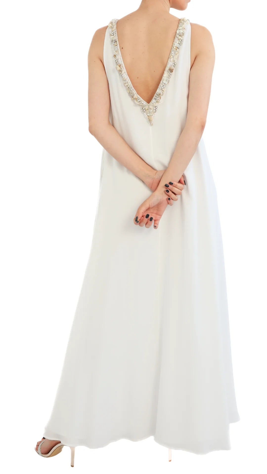 abito lungo con gioielli MS2628 WHITE MIRIAM STELLA 