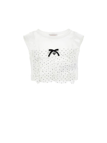 t-shirt con tulle 11G302 7201 9950 MONNALISA 