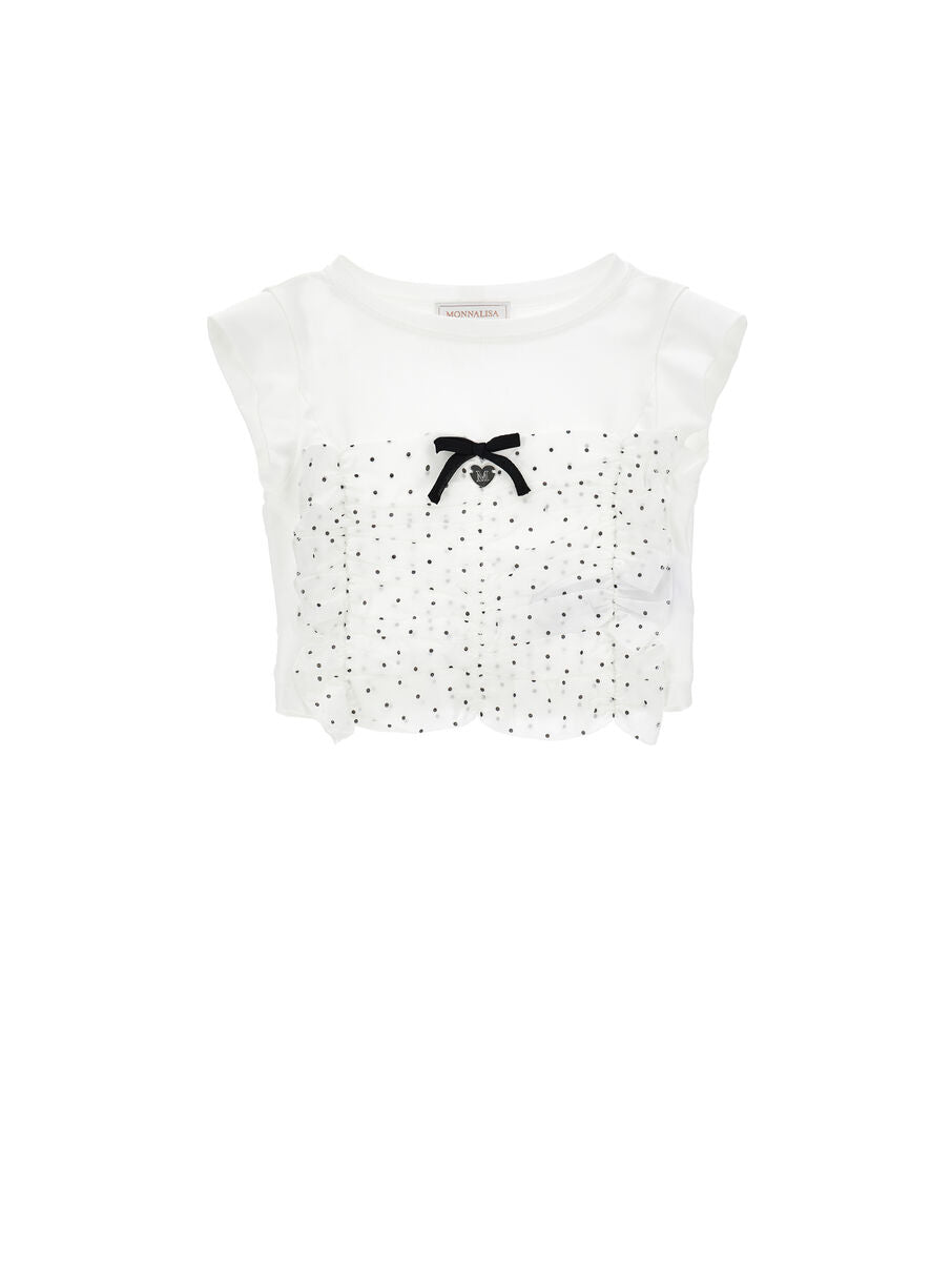 t-shirt con tulle 11G302 7201 9950 MONNALISA 