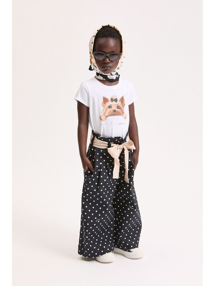 pantalone con cinta e pois 11G414 7600 5099 MONNALISA 
