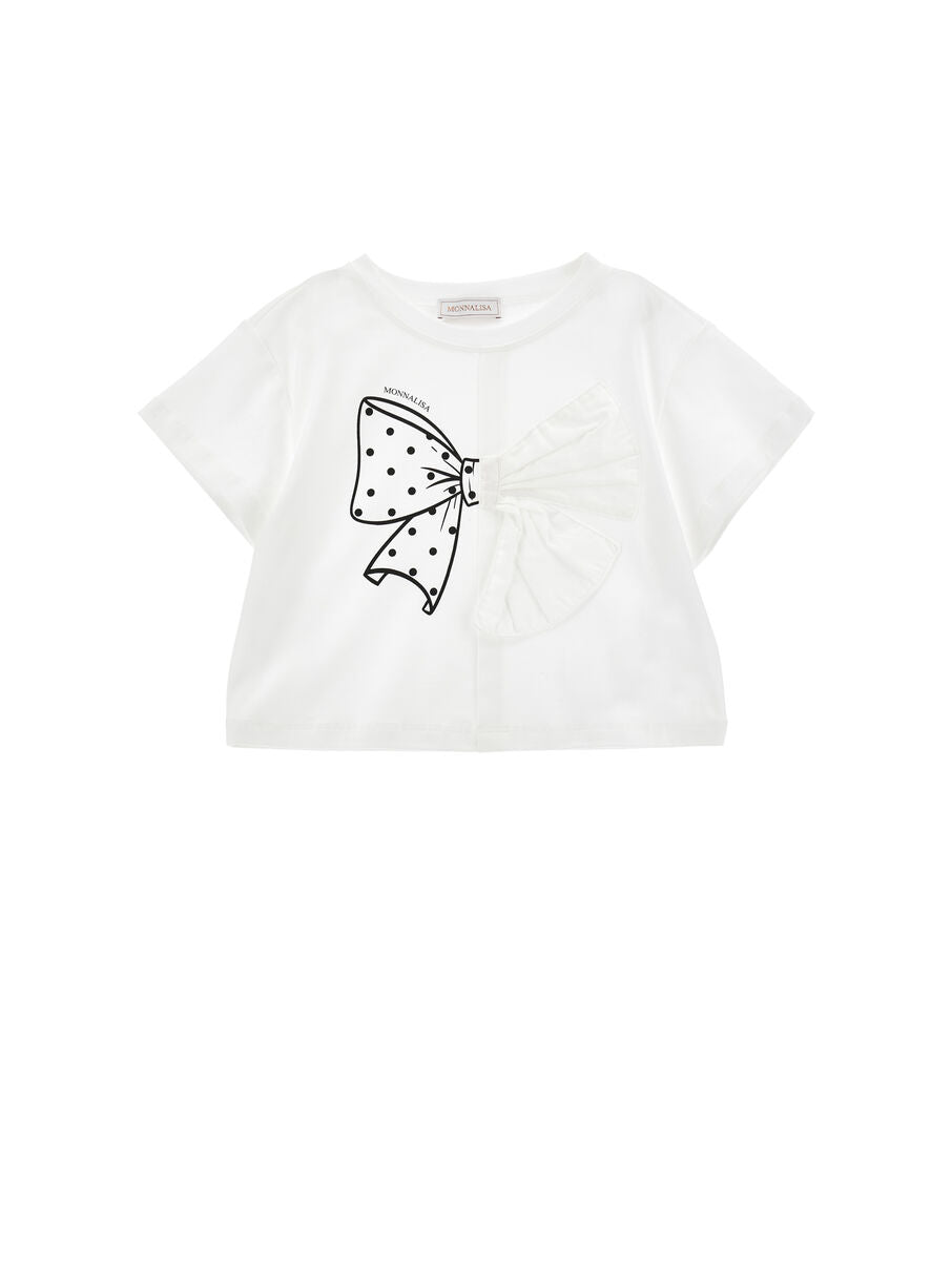 t-shirt con fiocco 11G615 7201 0099 MONNALISA 