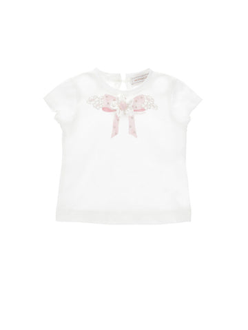 t-shirt con fiocco e fiore 31G616 7206 0001 MONNALISA 