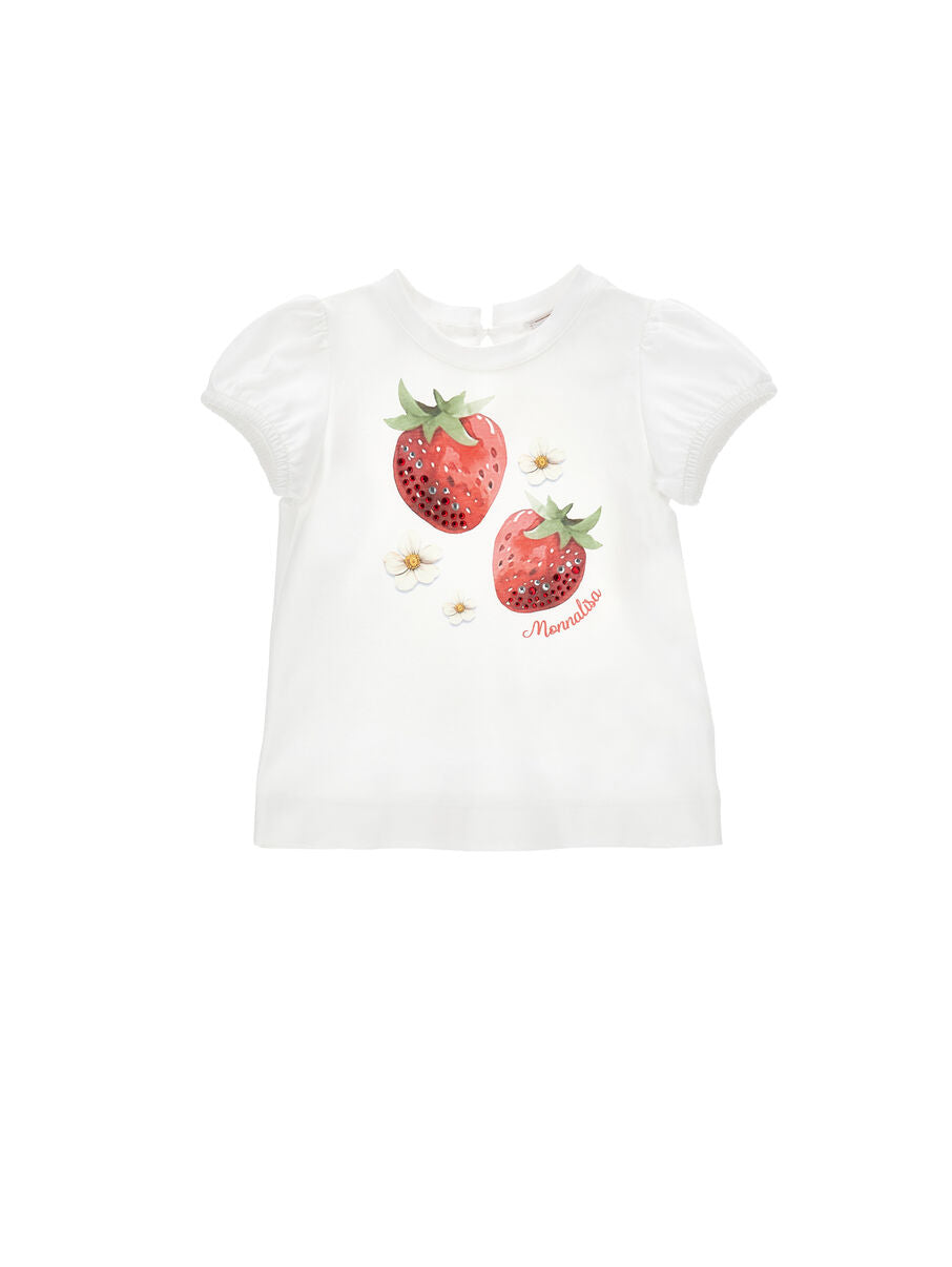t-shirt fragole 39G613 7002 0099 MONNALISA 