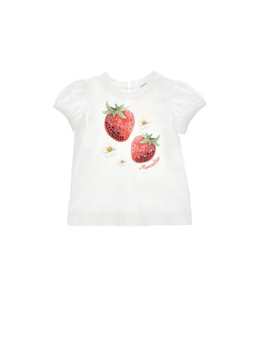 t-shirt fragole 39G613 7002 0099 MONNALISA 
