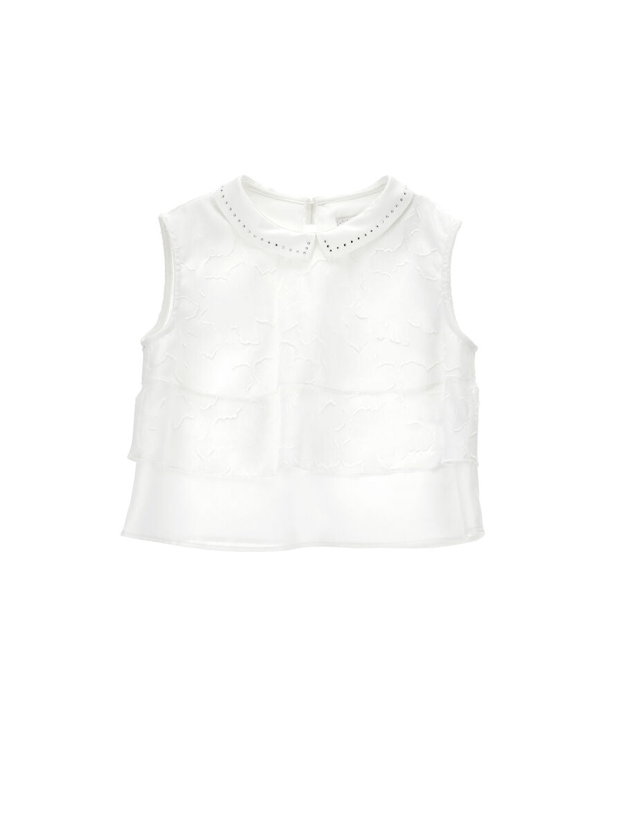 top con ricamo 71G306 7990 0001 MONNALISA 