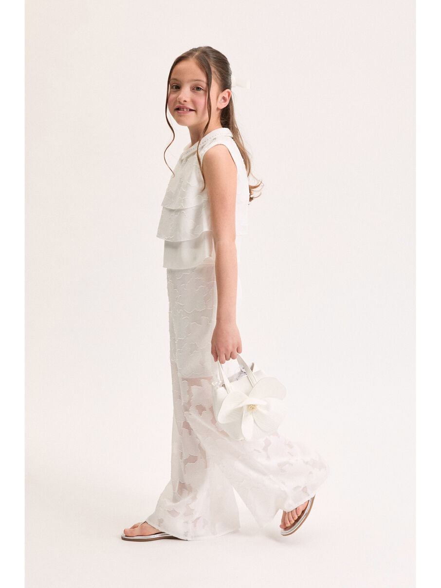 Pantalone con bottone gioiello 71G4027990 0001 MONNALISA 